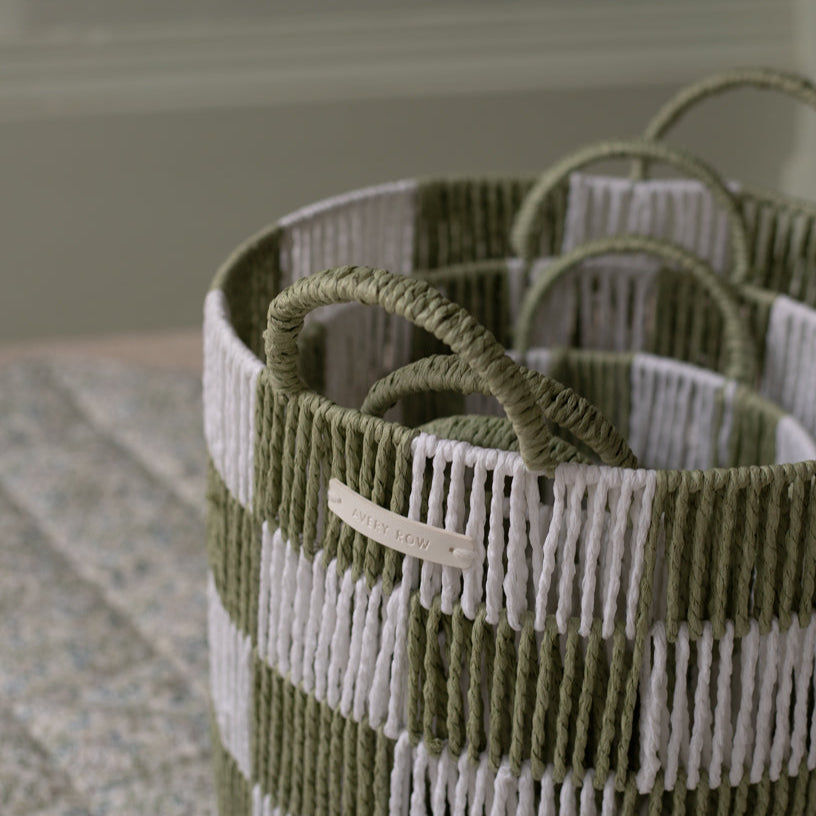 Checkerboard Storage Basket Large - Sage