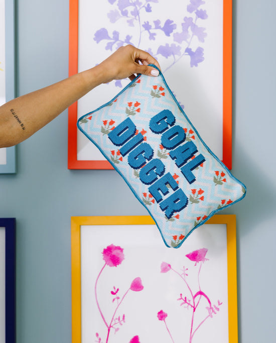 Goal Digger Needlepoint Pillow