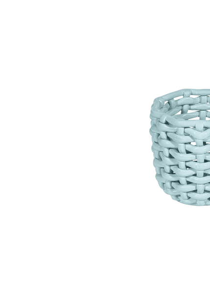 Sky Blue Basketweave Planter