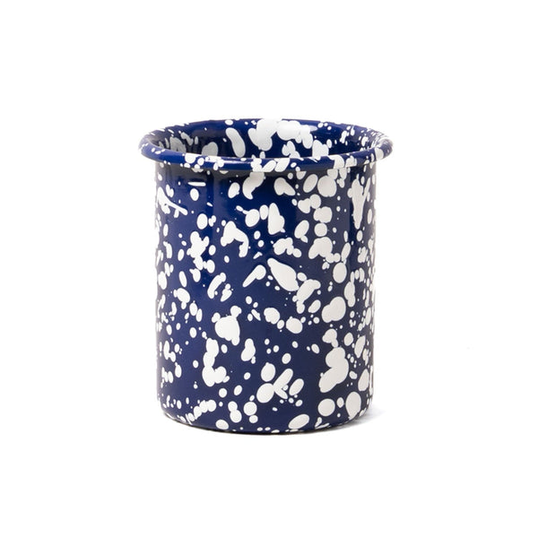 Splatter Enamel Utensil Pot - Blue/White
