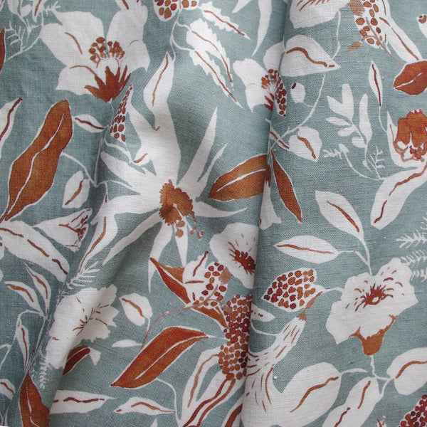 Printed Night Garden Fabric - Blue