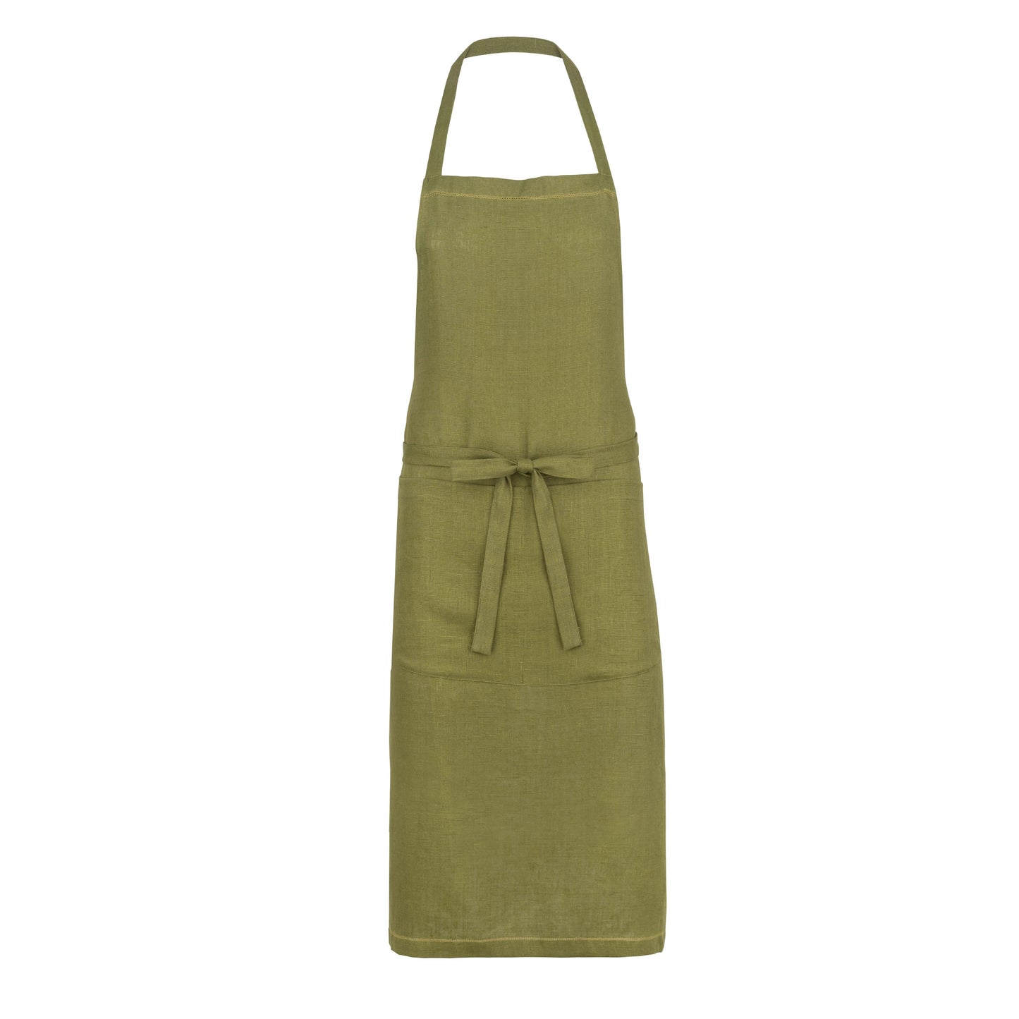 Personalised Fern Green Apron with Ochre Hemstitch