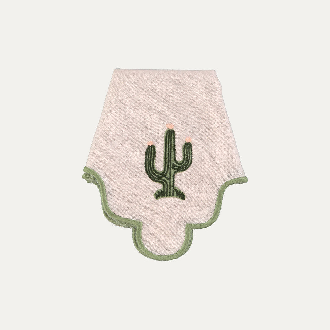 Wavy Napkin, Baby Pink with Cactus Green
