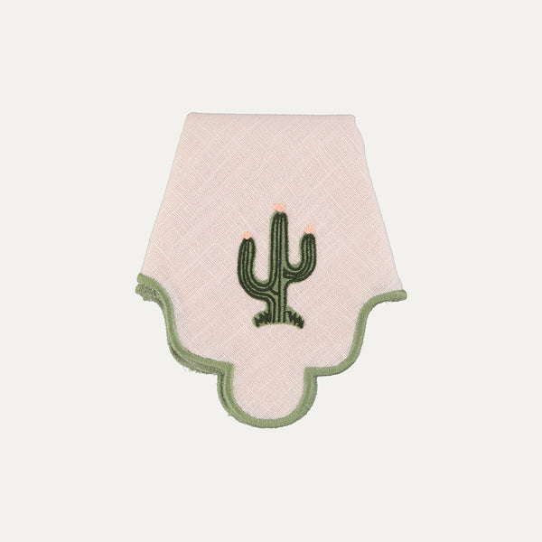 Wavy Napkin, Baby Pink with Cactus Green