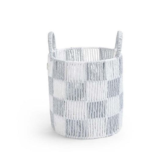 Checkerboard Storage Basket Small - Powder Blue