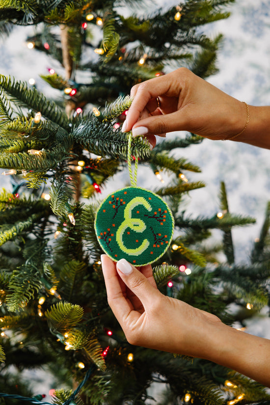 Needlepoint Monogram Ornament - E