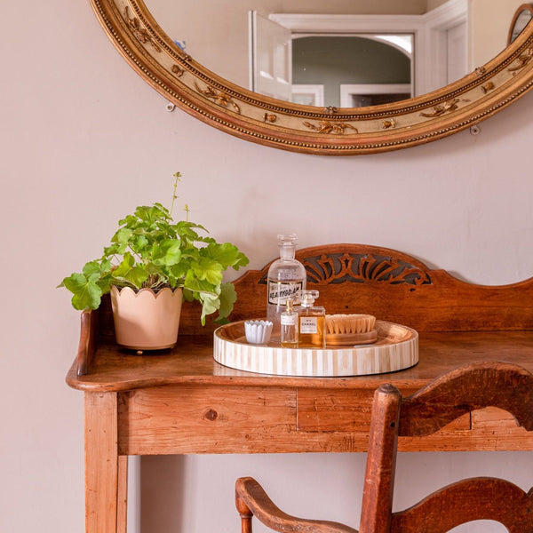 Round Inlay Tray | Beige | Striped-