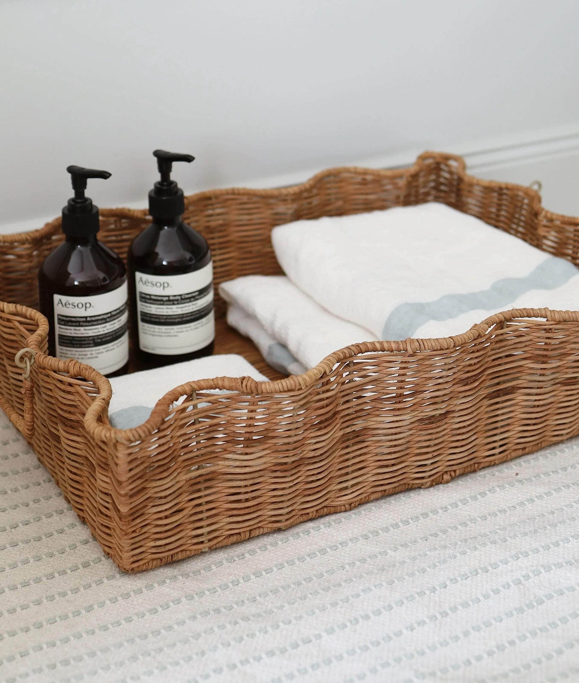 Scalloped Rattan Tray