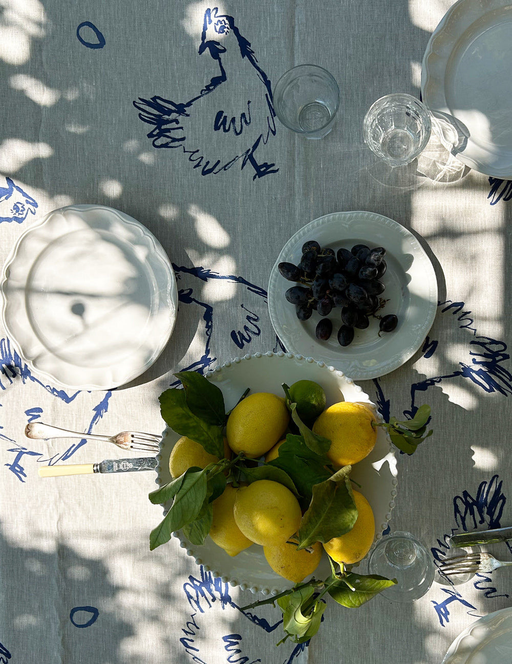 Hens & Eggs Linen Tablecloth