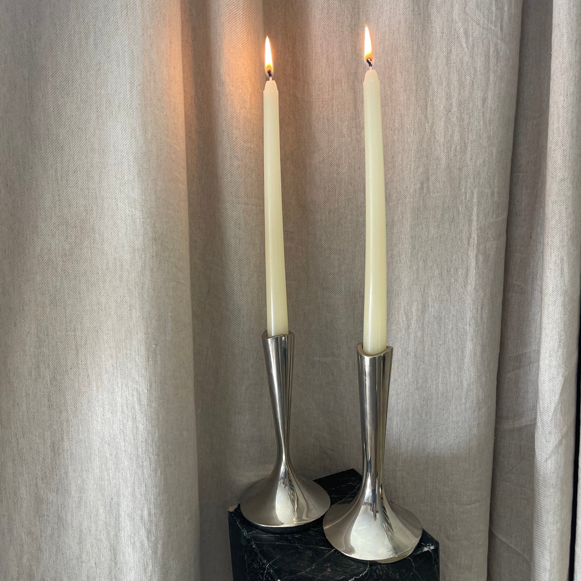 A Pair of Chrome Dansk Candlesticks