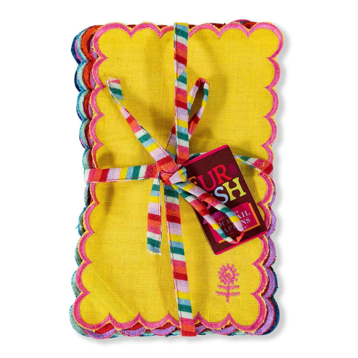 Icon Linen Cocktail Napkins S/6 - Rainbow