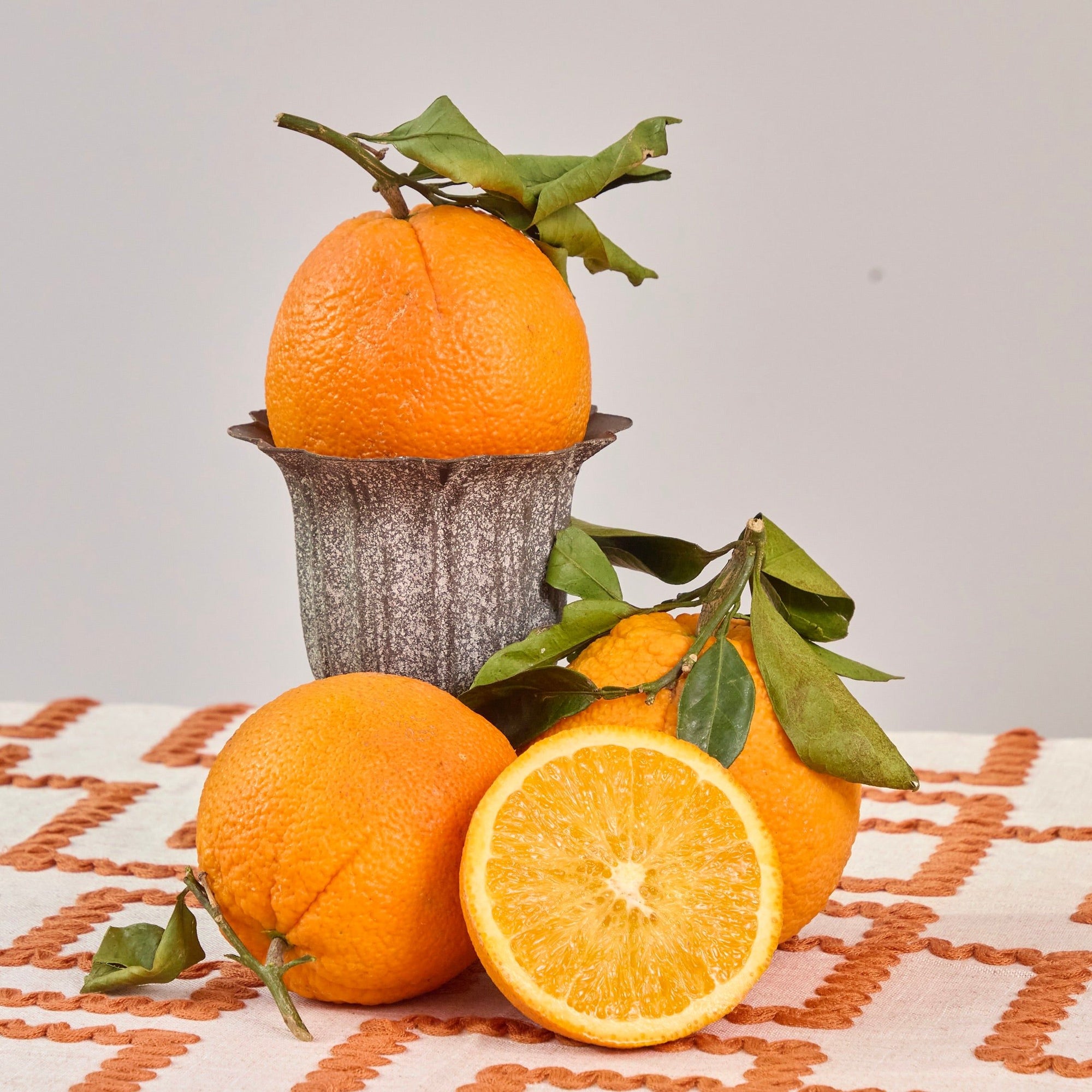 Burnt Orange Rickrak Linen Tablecloth