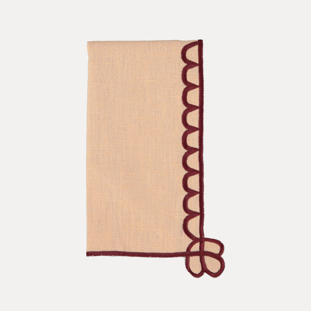 Belle Nuit Napkin, Salmon with Bordeaux