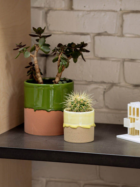Drip Ceramic Planter Small - Pale Yellow
