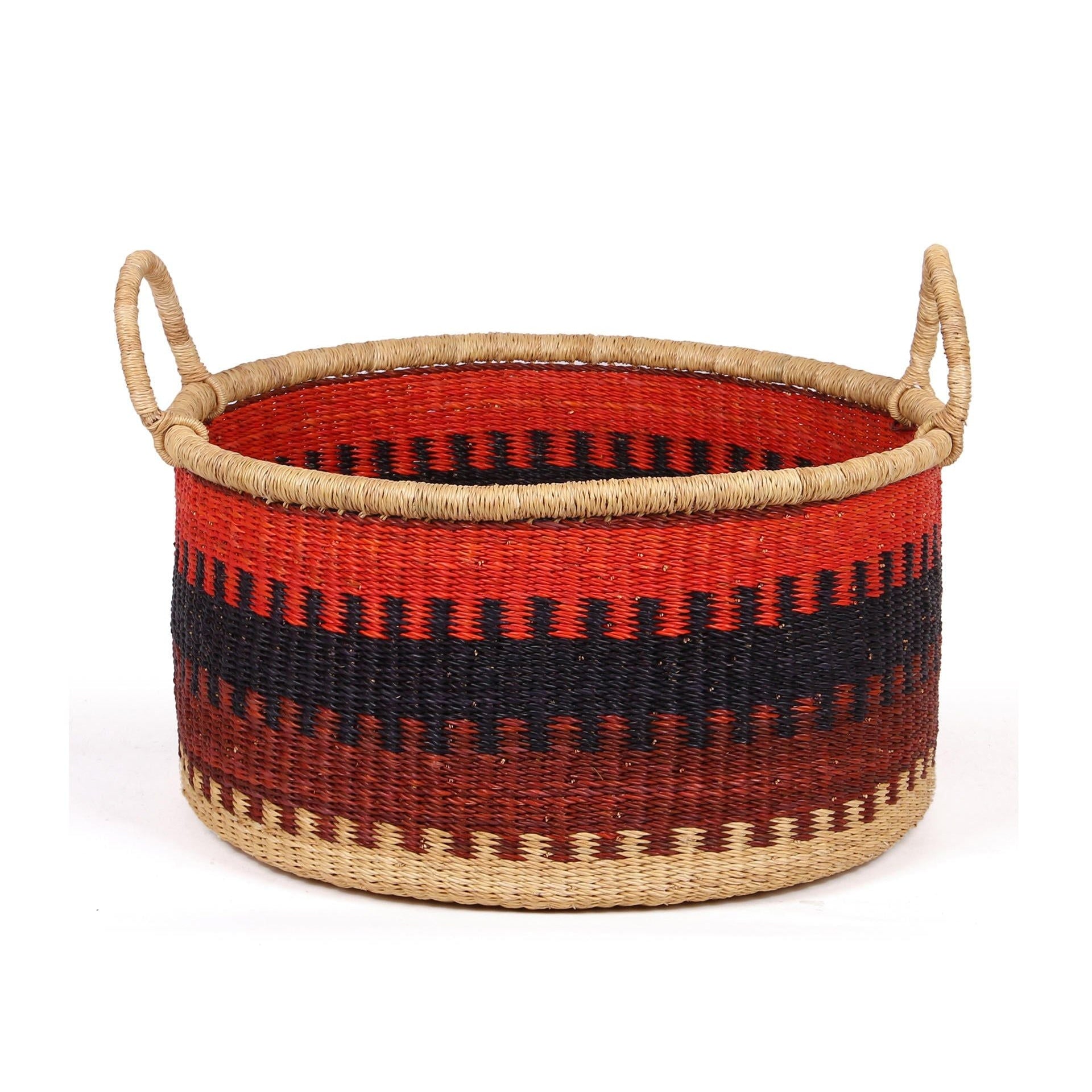 NANA: Medium Orange, Black and Brown Floor Storage Basket with Handles