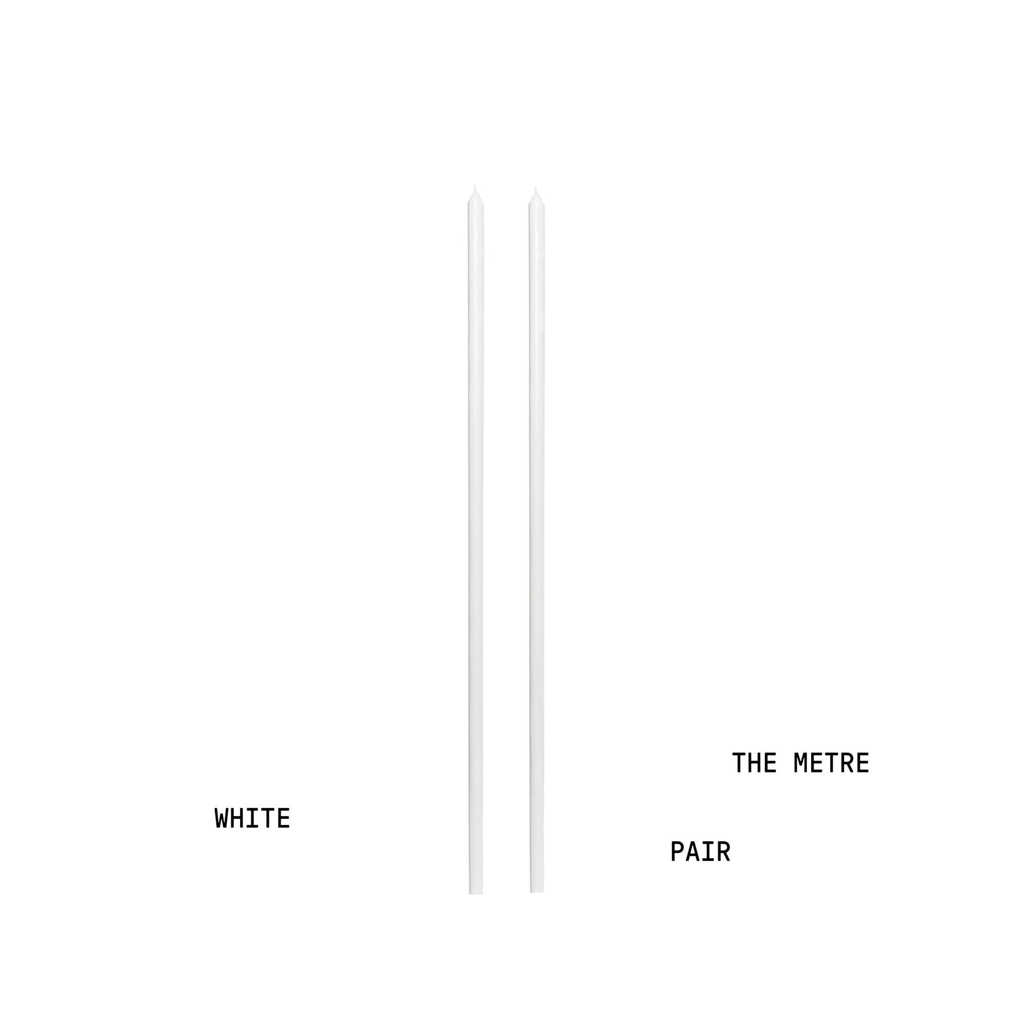 White Tapered METRE Candle Pair
