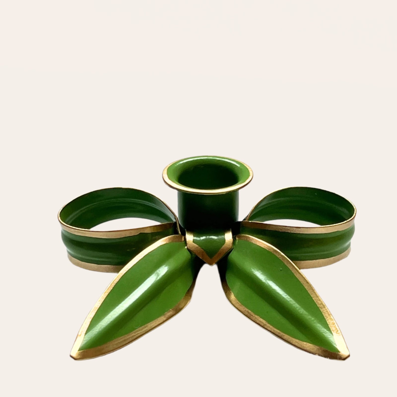 A Pair of Bow Candleholders | Apple Green