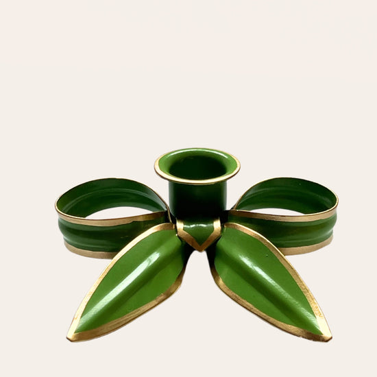 A Pair of Bow Candleholders | Apple Green