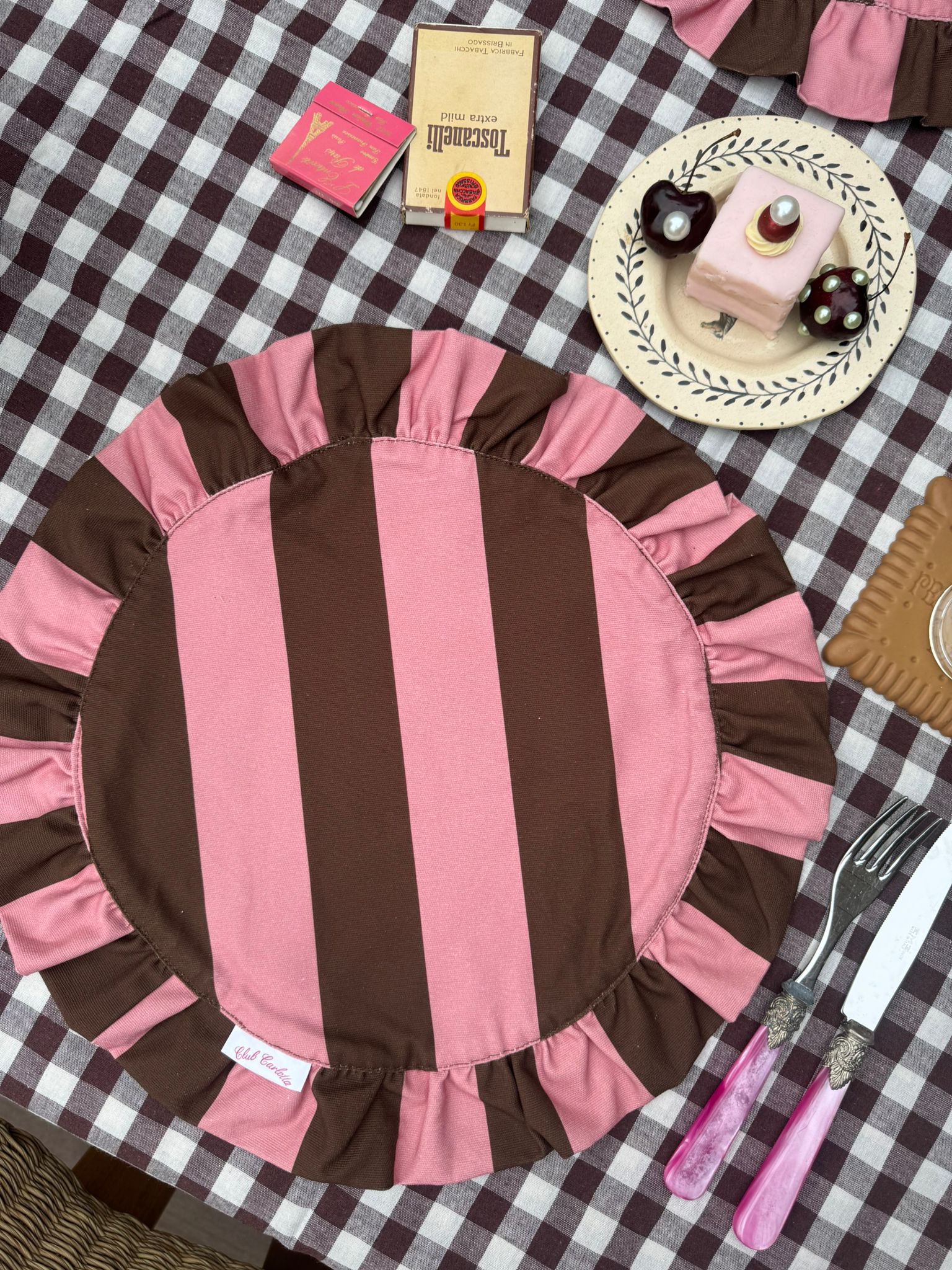 Darcy Placemat Pink/Brown Stripes - set of 2