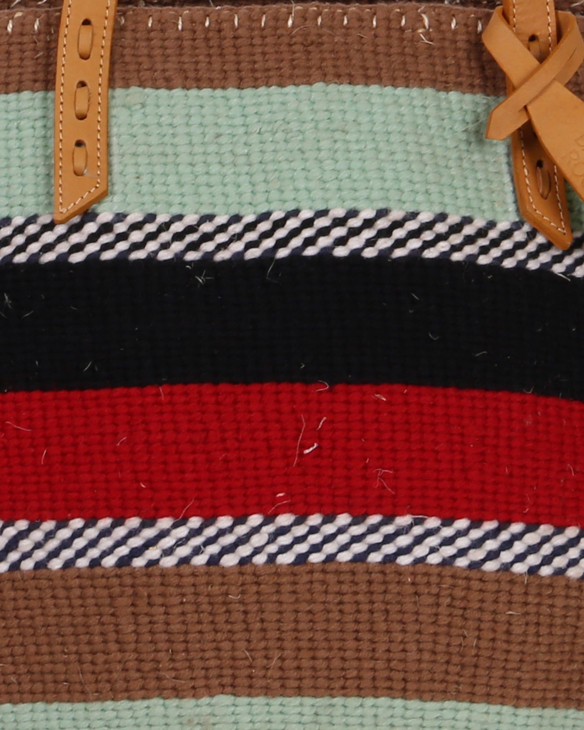 KESHA: Handwoven Turquoise, Beige and Red Wool Tote Bag
