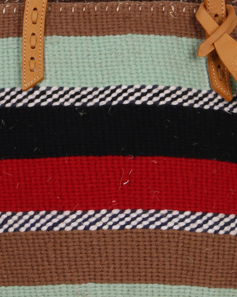 KESHA: Handwoven Turquoise, Beige and Red Wool Tote Bag