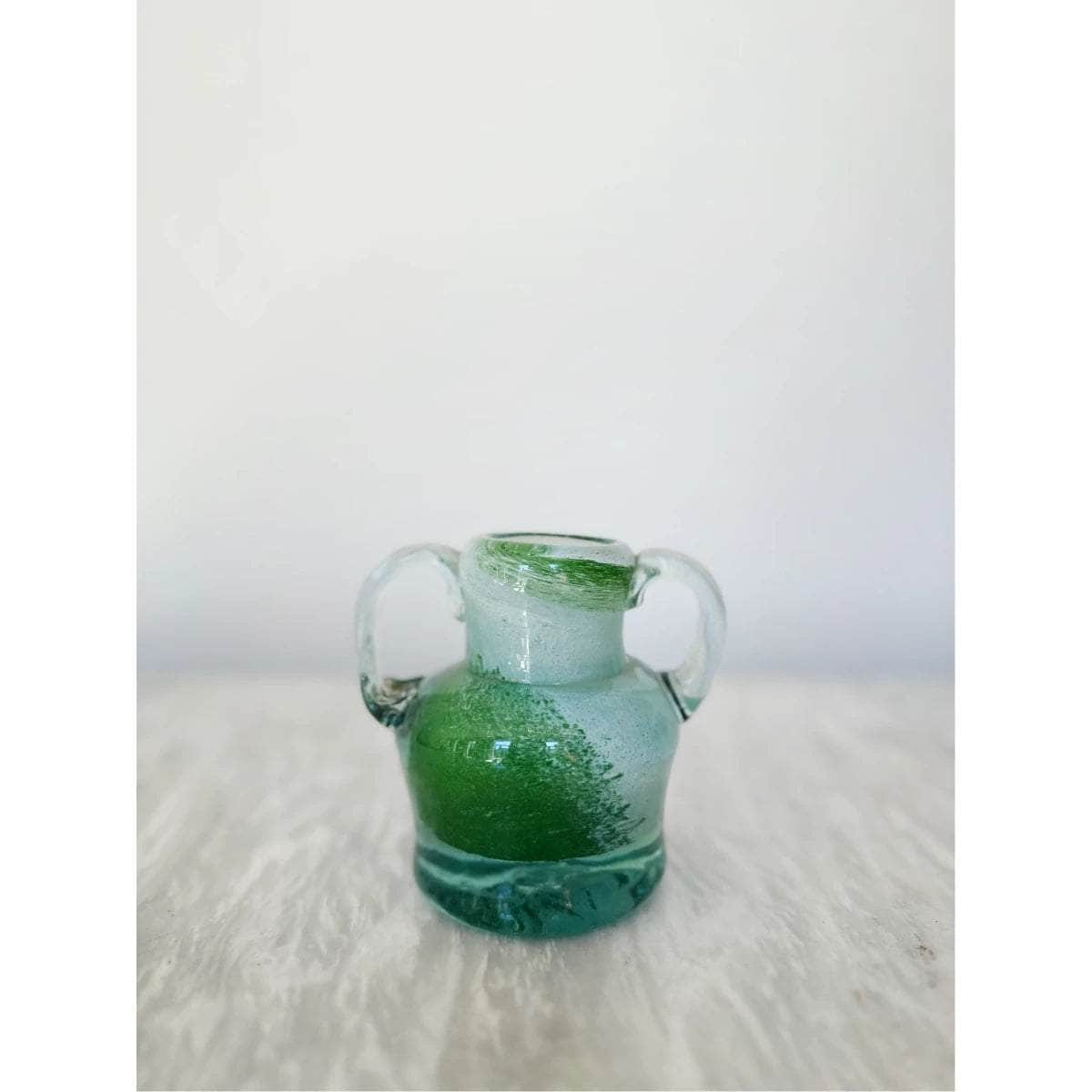 Blown Glass Amphora Vase, Green, Small