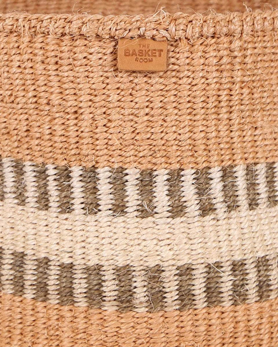 SUKARI: Beige & White Stripe Woven Storage Basket