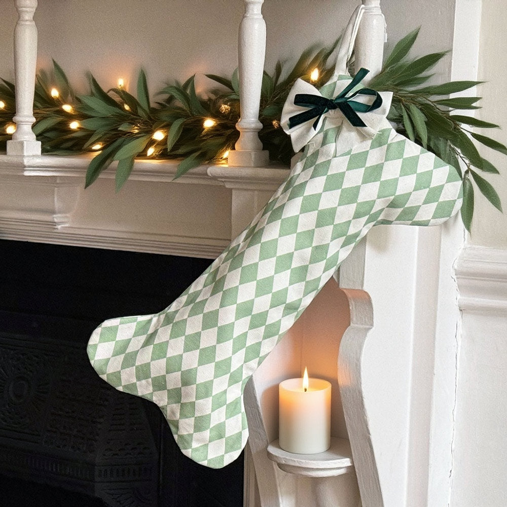 Harlequin Dog Stocking -  Winter Pine