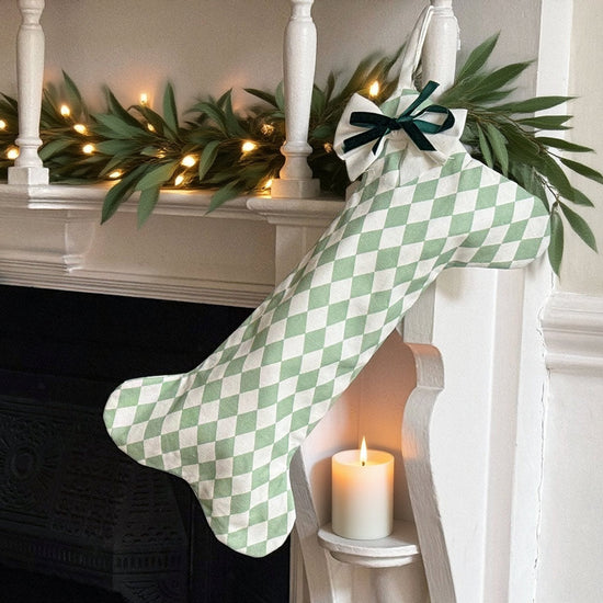 Harlequin Dog Stocking -  Winter Pine