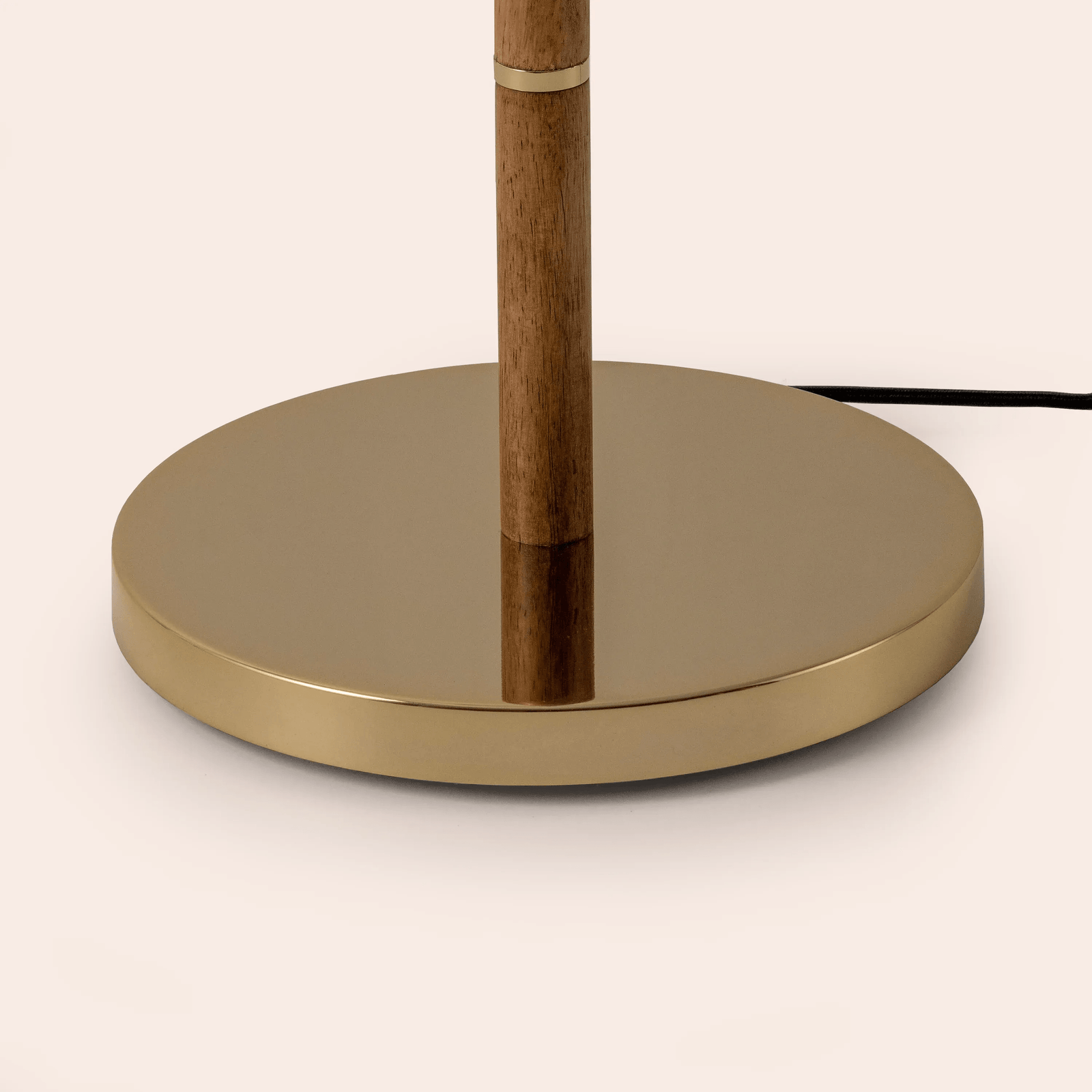 Wood & Brass Disk Floor Lamp