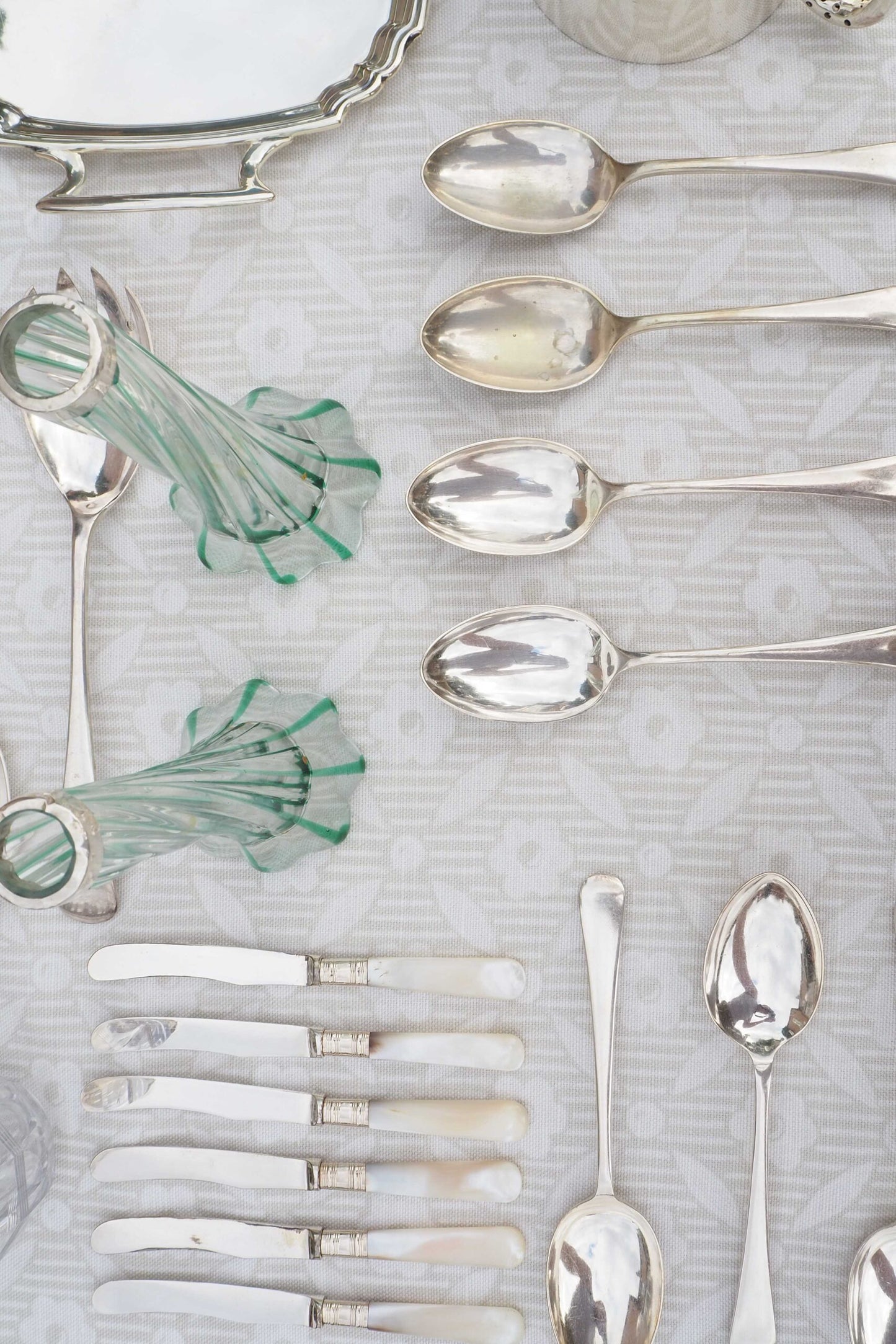 Glass and Silver Bud Vases