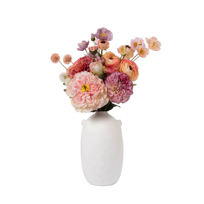 Peachy - Faux Flower Arrangement - Soft Pinks, Purples & Corals
