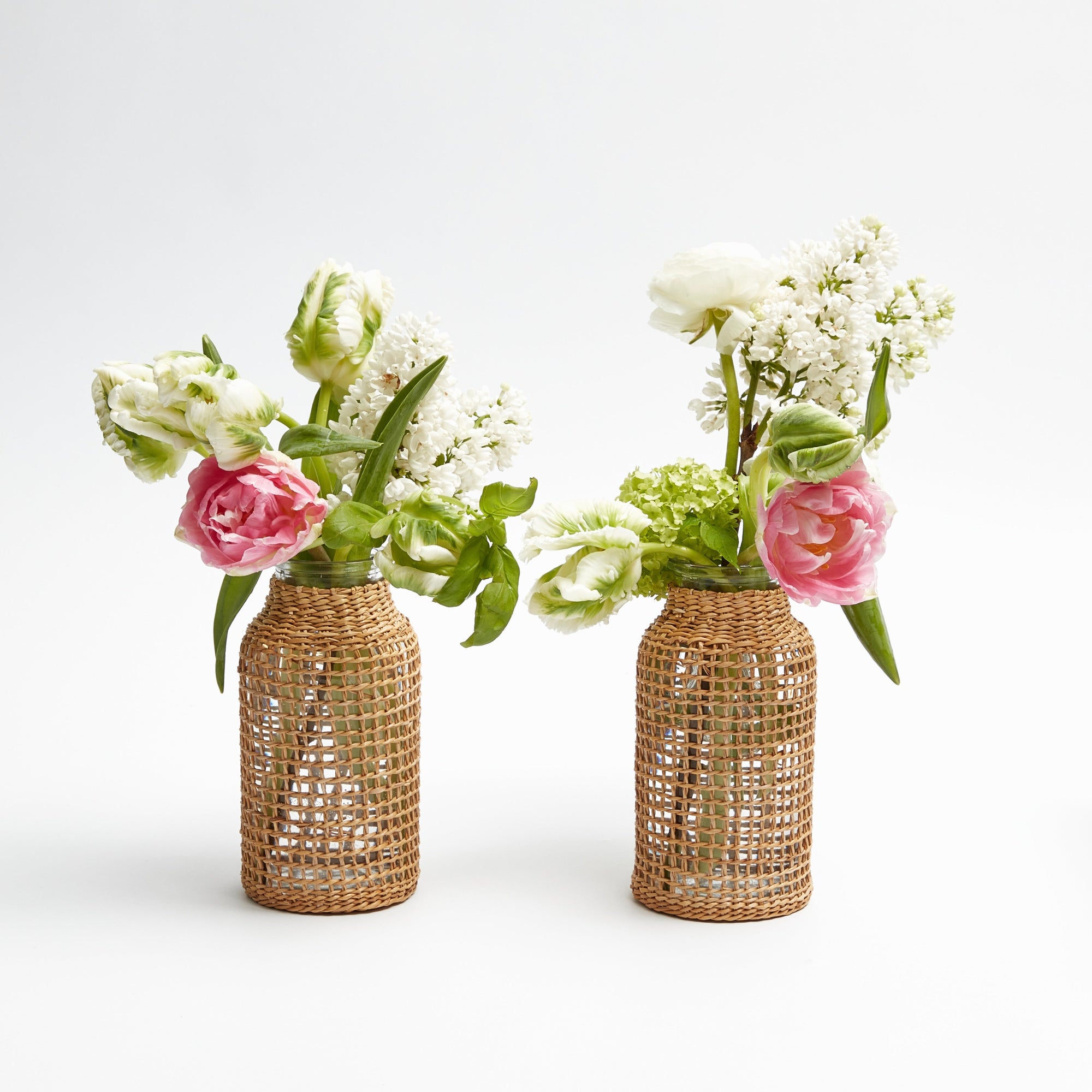 Rattan Glass Bud Vase (Pair)
