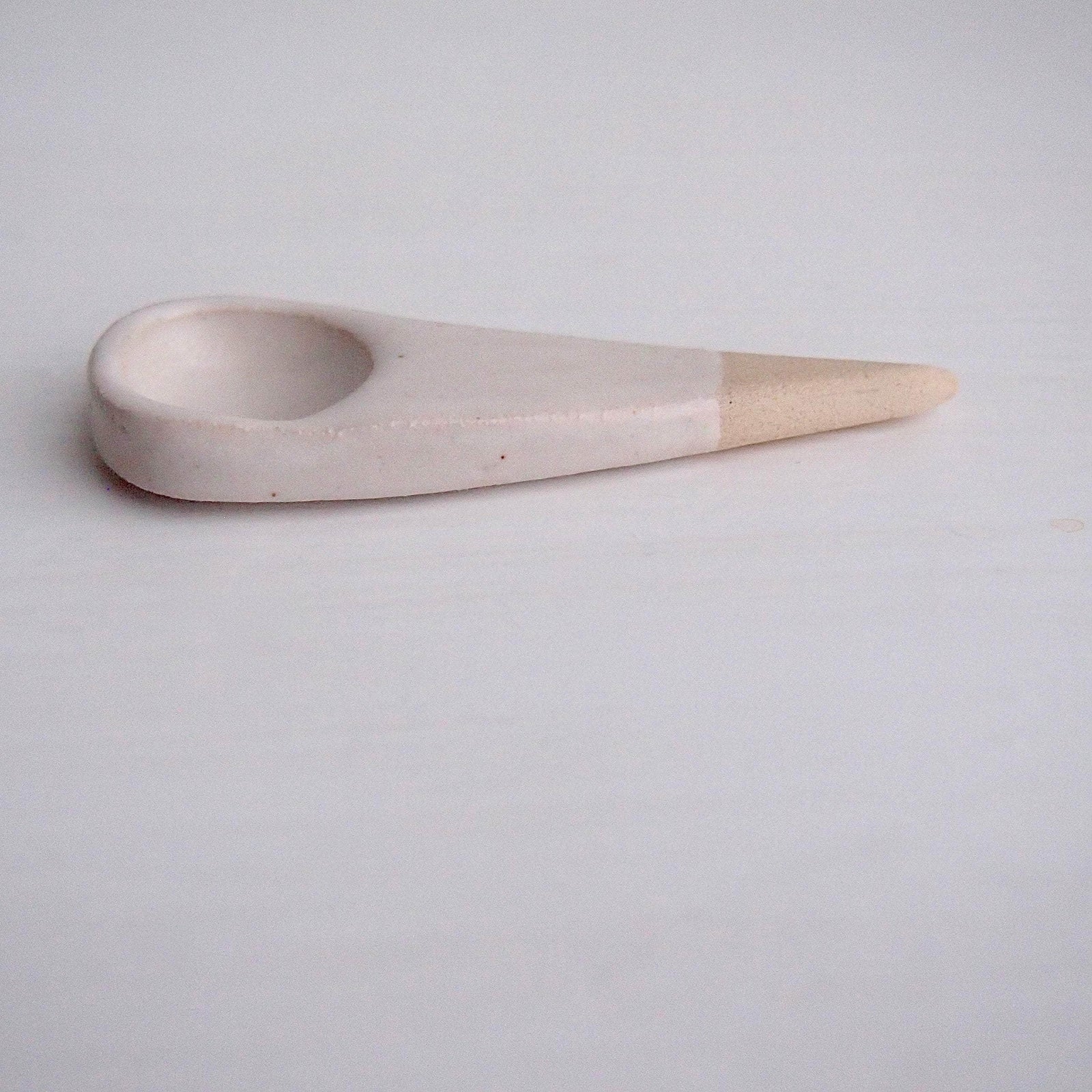 Handmade Mini White Ceramic Salt or Spice Spoon