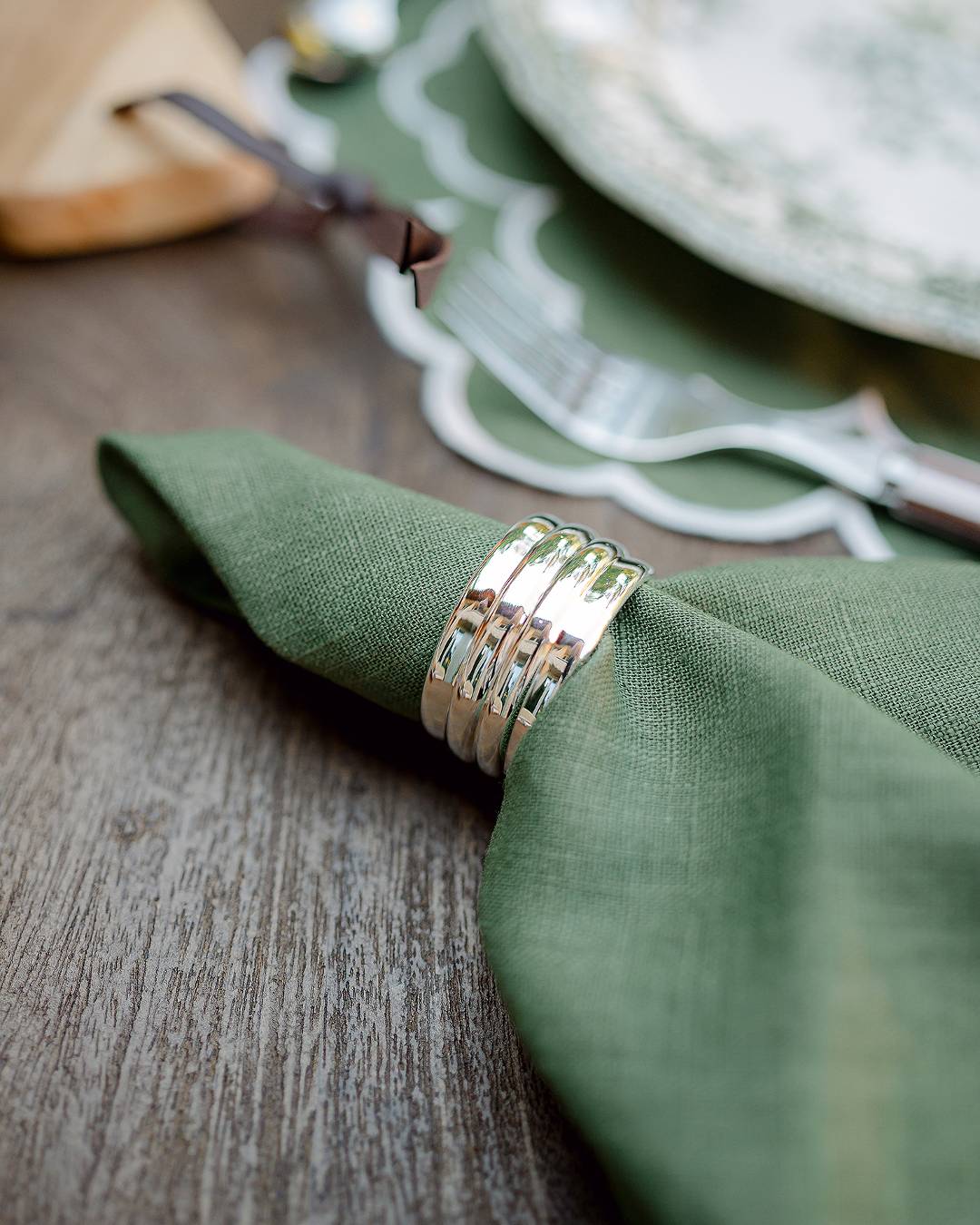 Striped Silver Napkin Ring