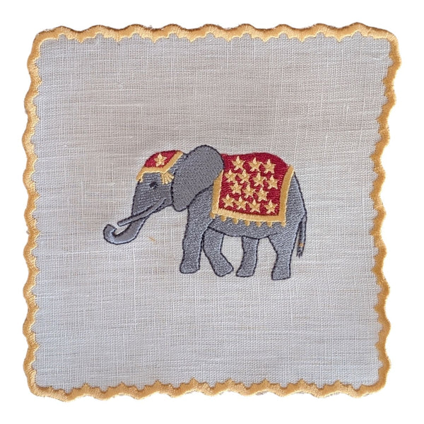 ELEPHANTS - Elephants Embroidery Cocktail Napkin Set (set of 6)