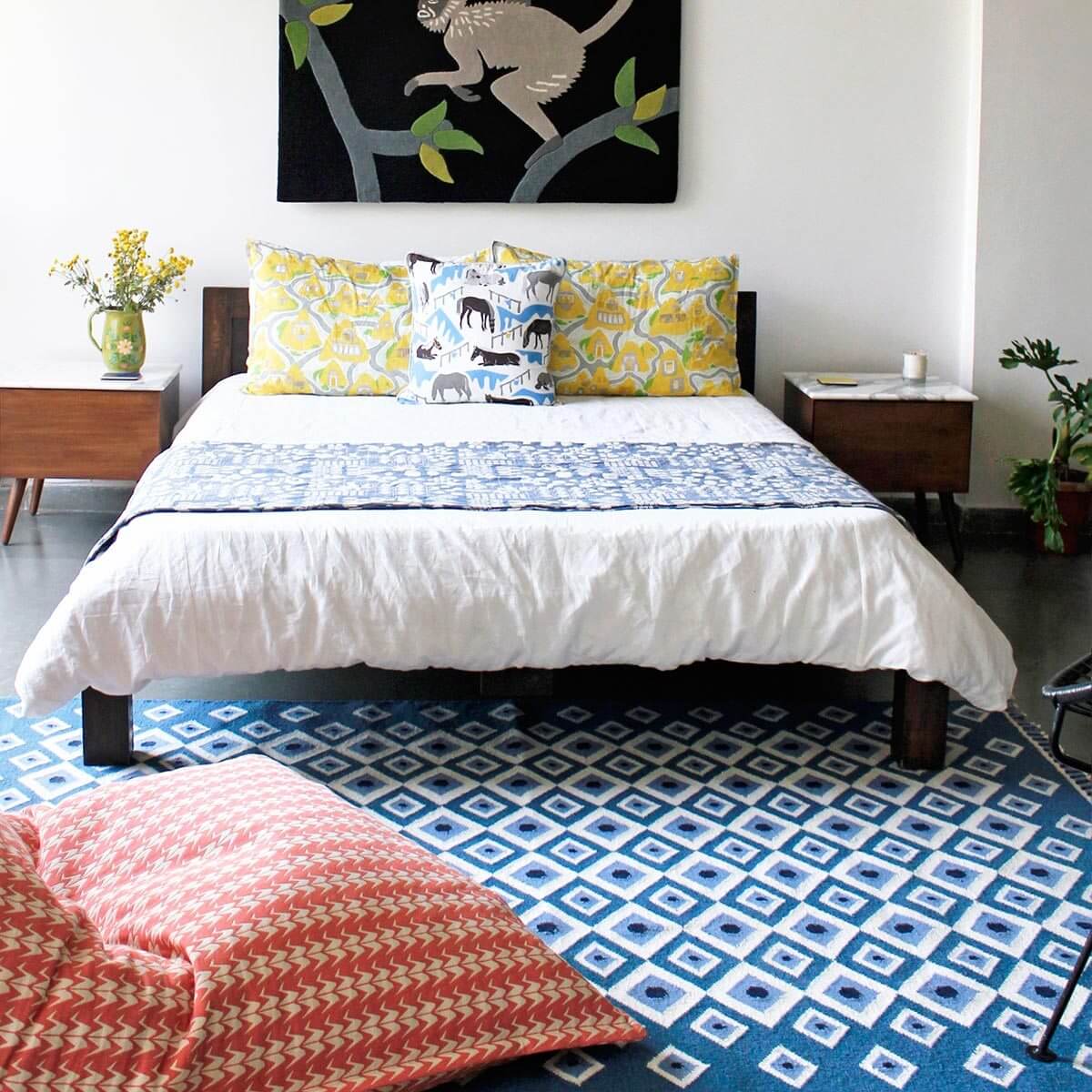 Evil Eye Flatweave Rug - Blue