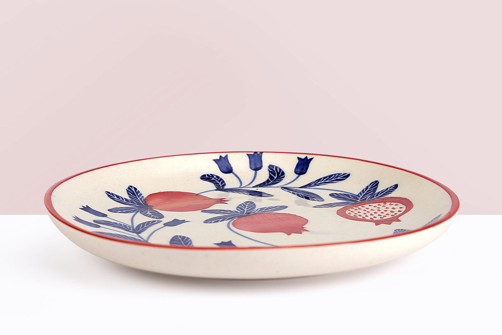 Indian Anaar Plate, Red- 7x1 Inches (Set of 4)