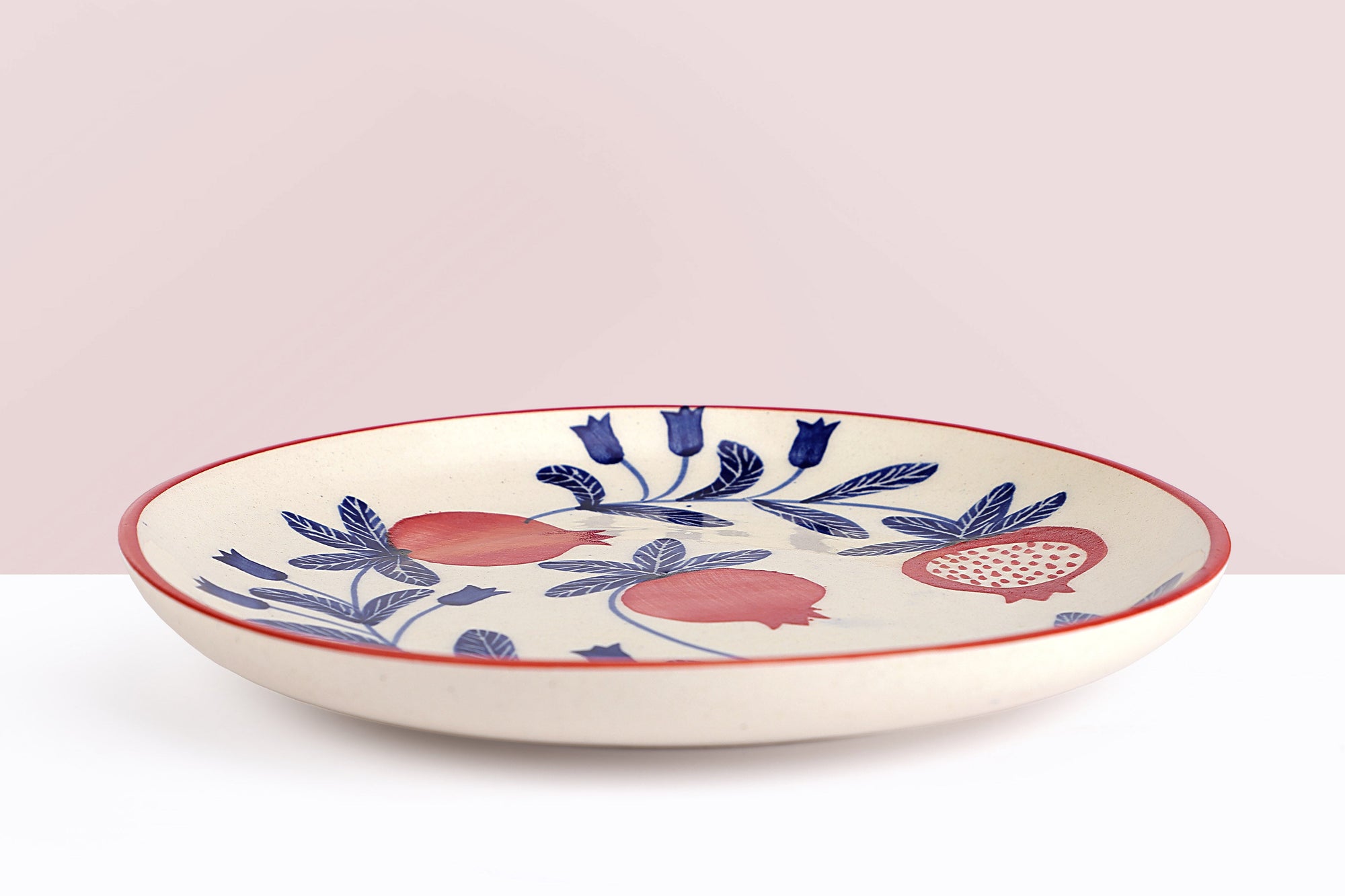 Indian Anaar Plate, Red- 7x1 Inches (Set of 4)