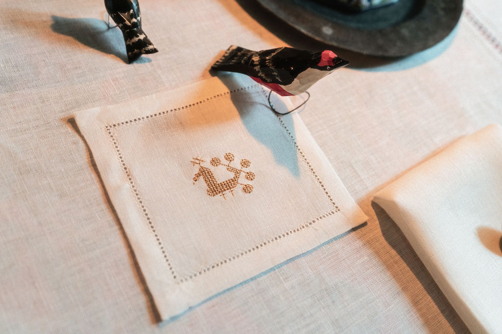 Set of 6 Personalised Hemstitch Square Cocktail Napkins