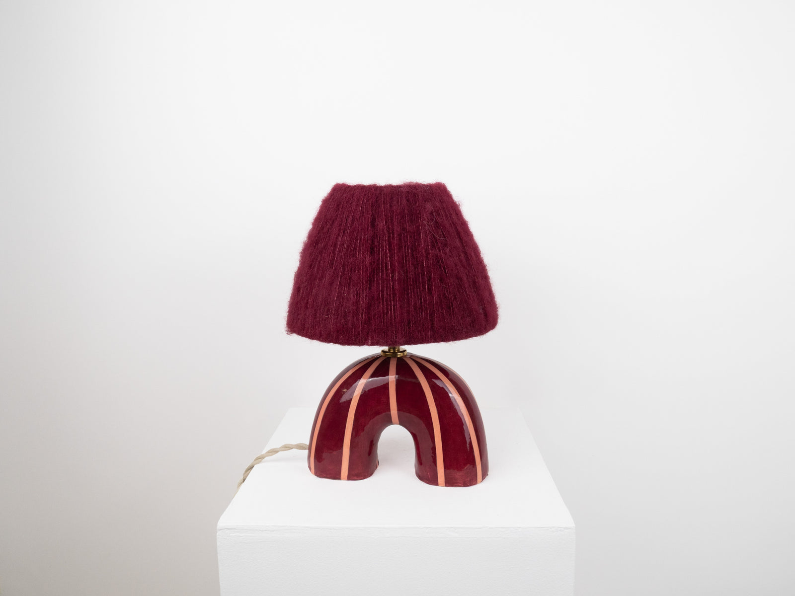 'Me' Table Lamp - Maroon Stripes