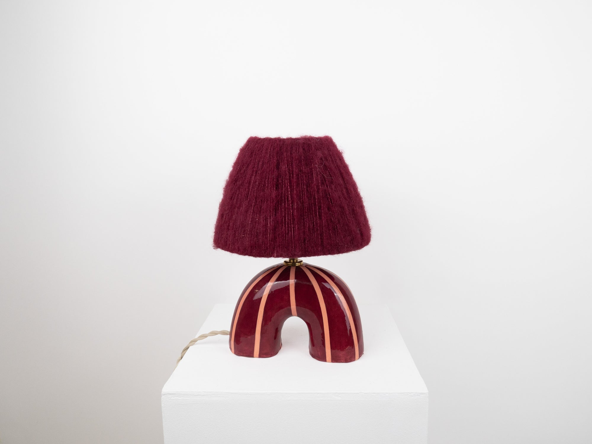 'Me' Table Lamp - Maroon Stripes
