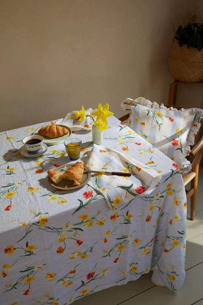 Daffodil Stripe Ruffle Linen Cushion Cover