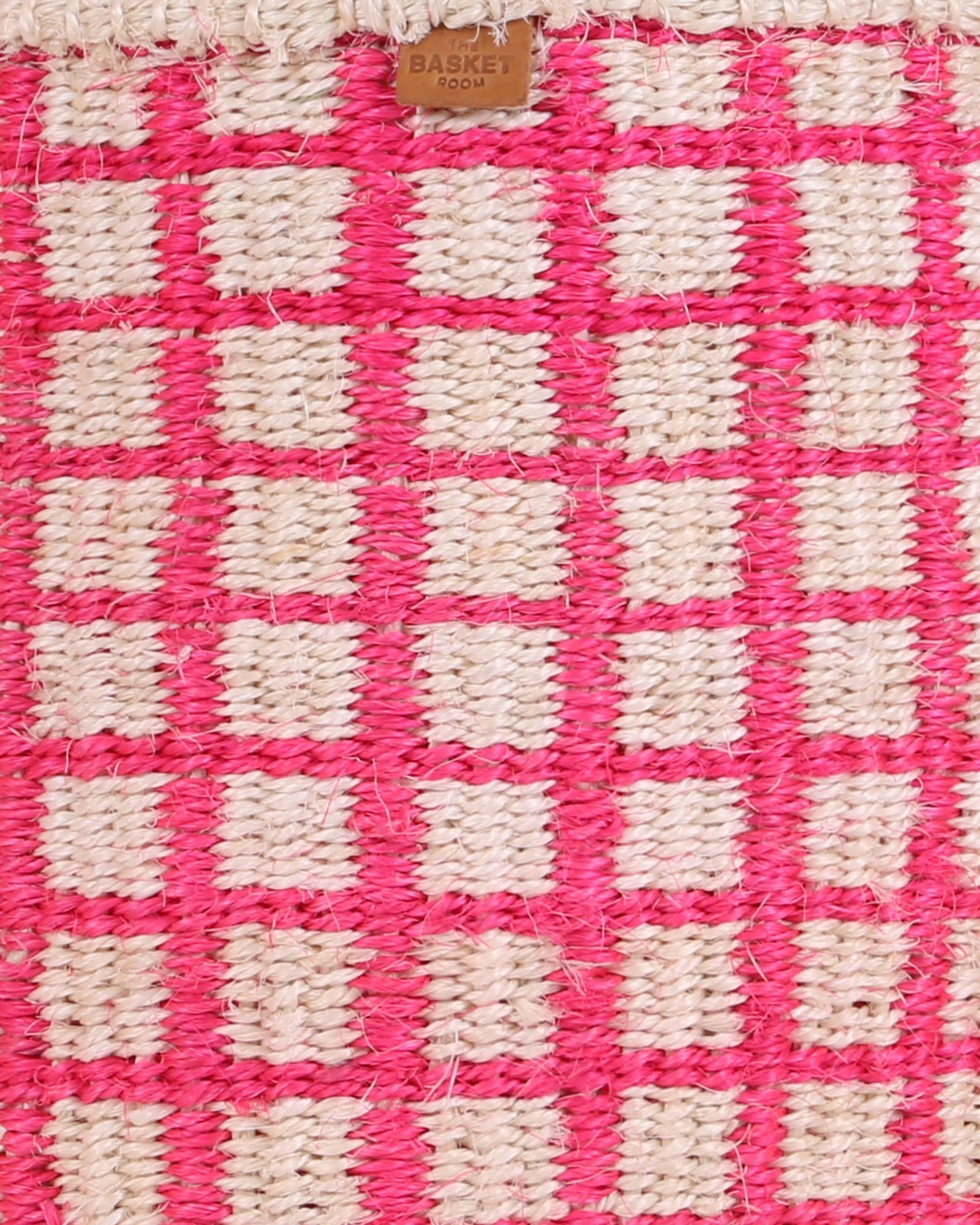 SAHIHO: Hot Pink Check Woven Storage Basket
