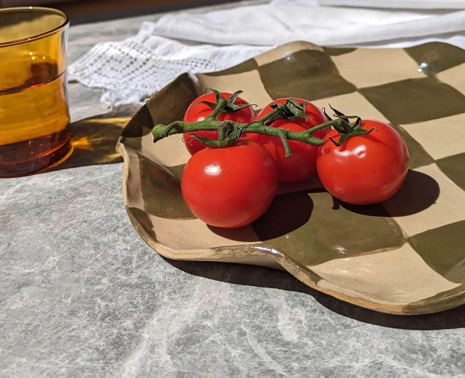 Olive Wavy Check Platter