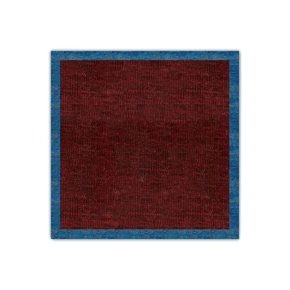Burgundy with Sky Blue Border Flatweave Rug