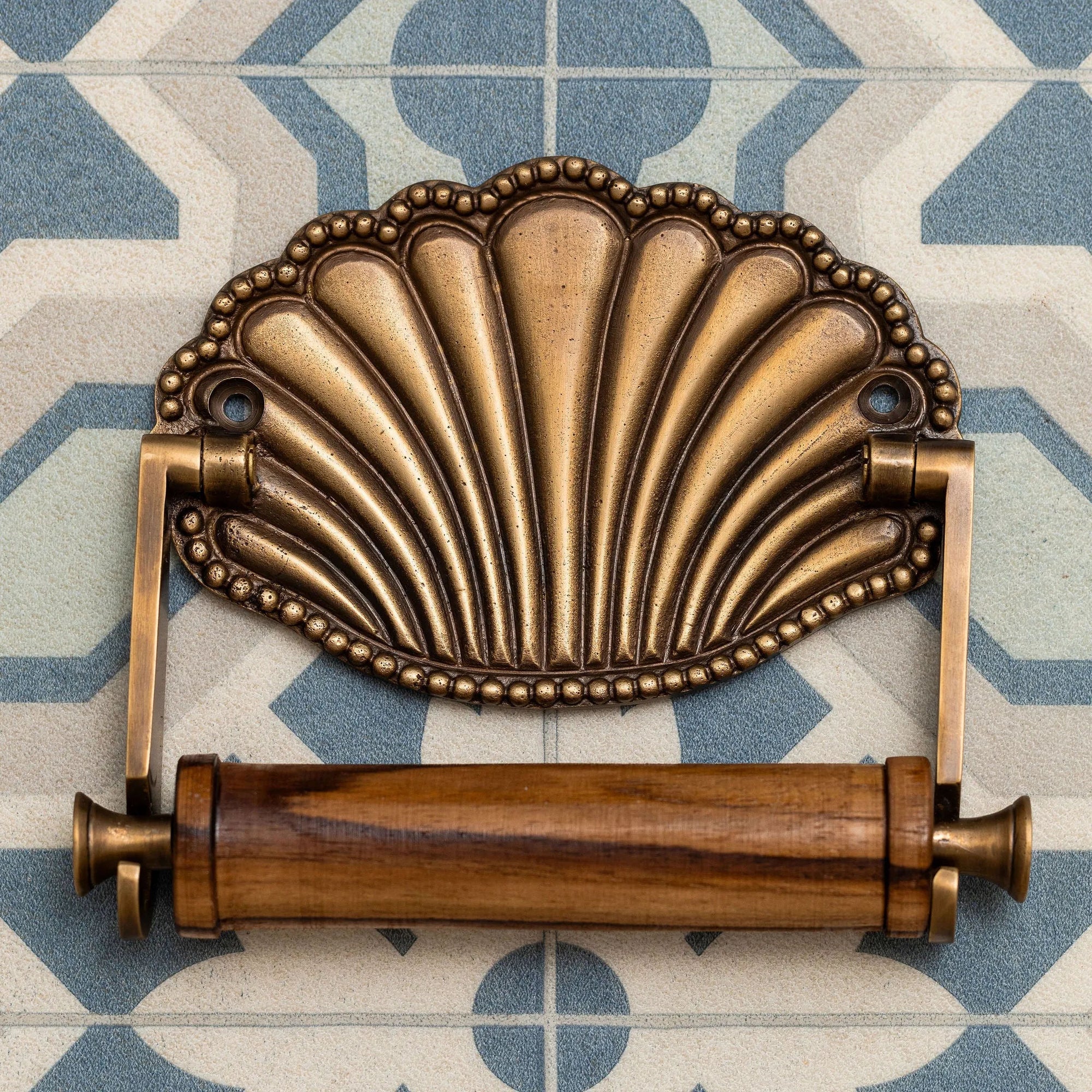 Shell Brass Loo Roll Holder (Antique)