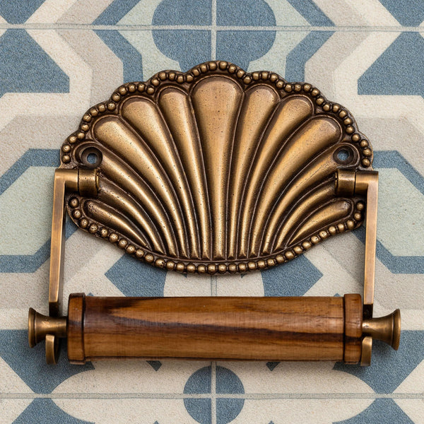 Shell Brass Loo Roll Holder (Antique)