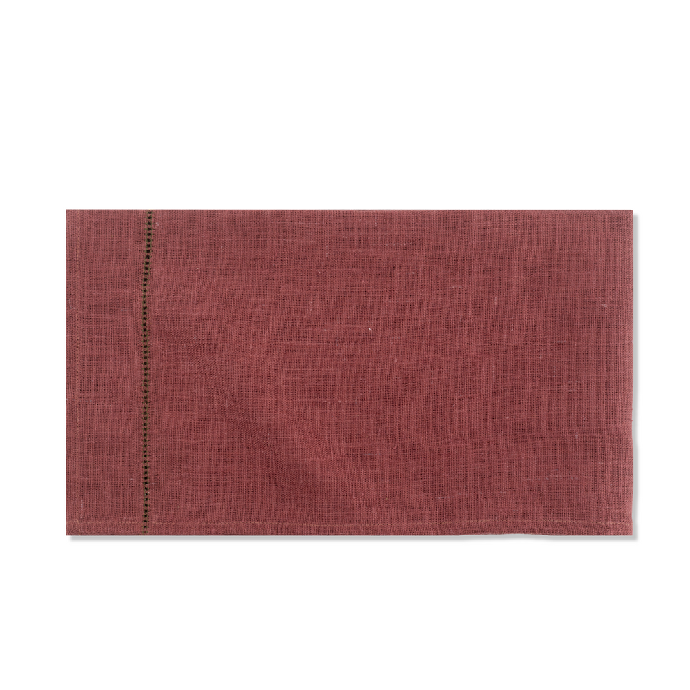 Personalised Marsala Hand Towel with Fern Green Hemstitch