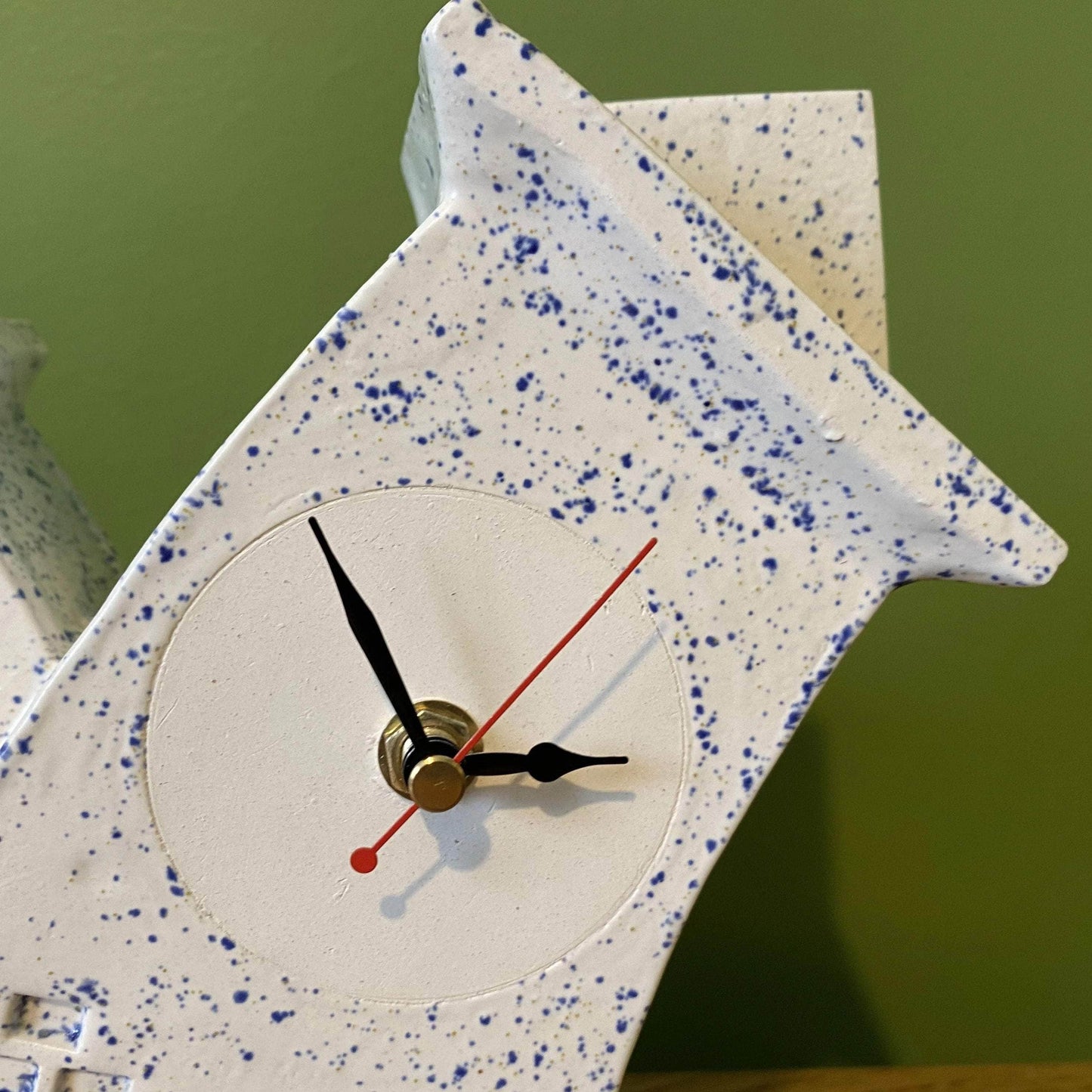 Double Ceramic Mantel Clock - Light Blue Speckle Glaze